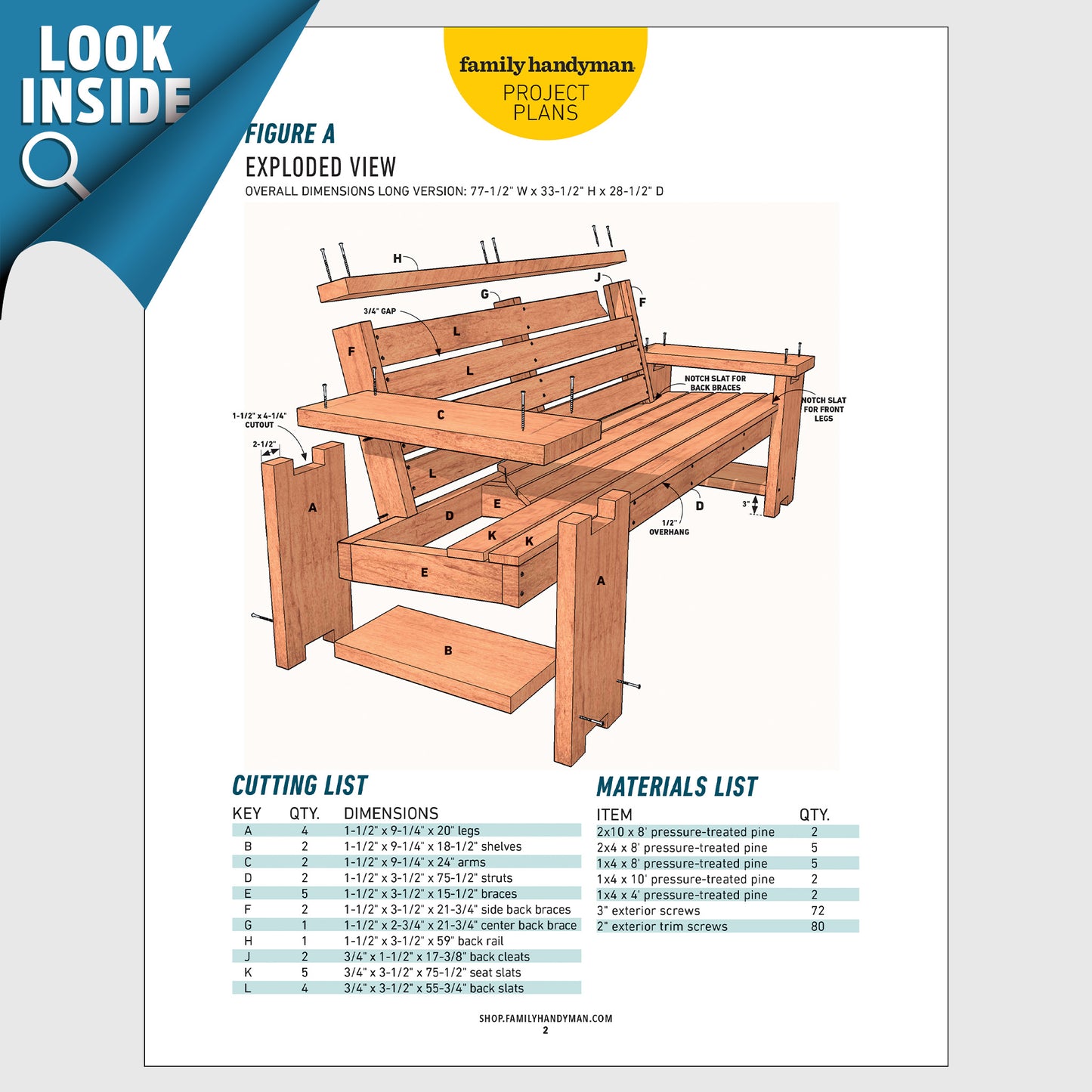 Patio Bench with Built-in End Tables