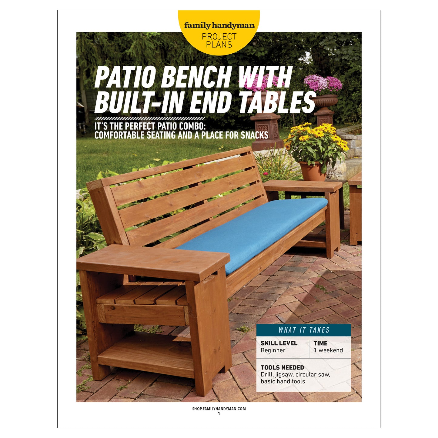 Patio Bench with Built-in End Tables