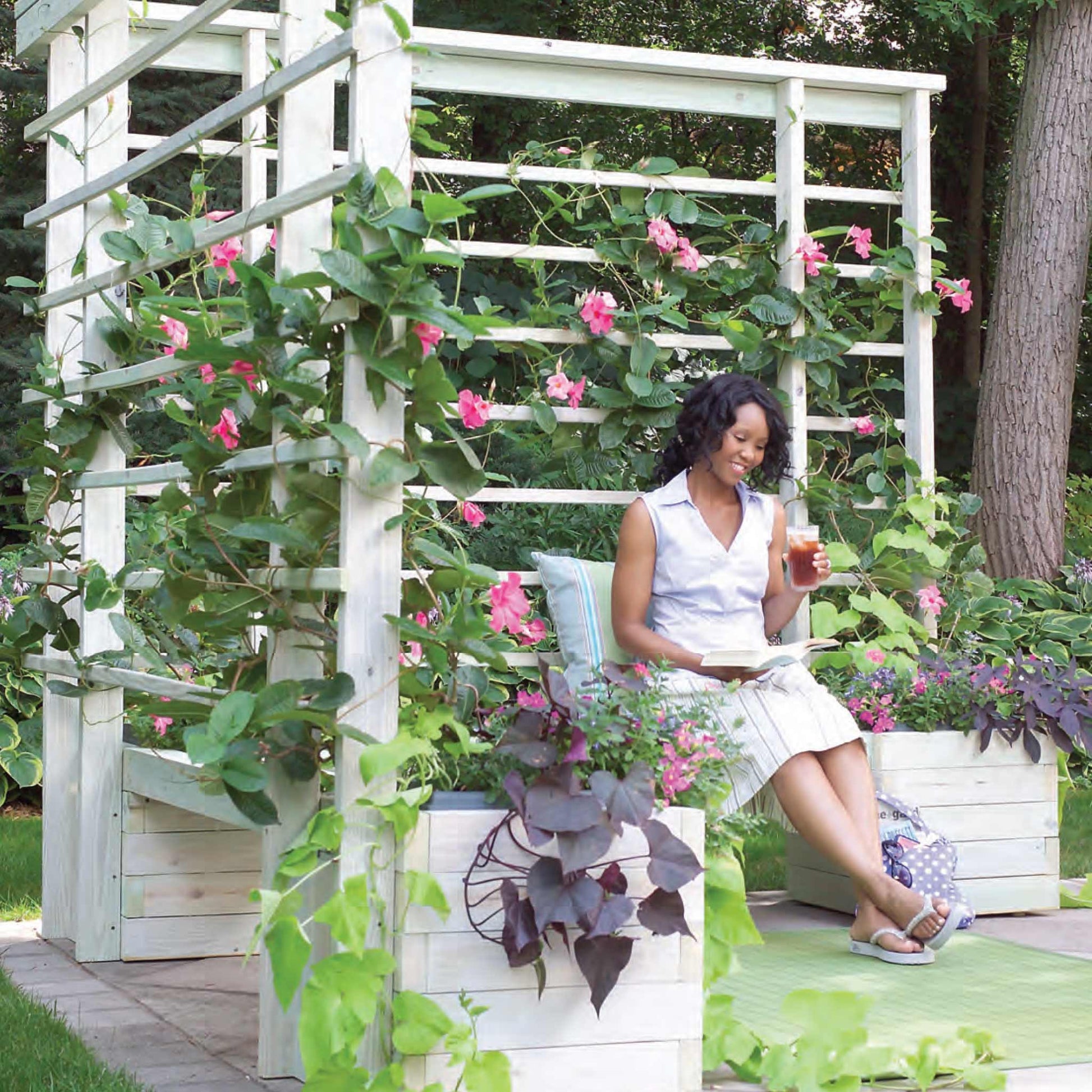 wooden bench with trellis Outdoor Bench with Arbor